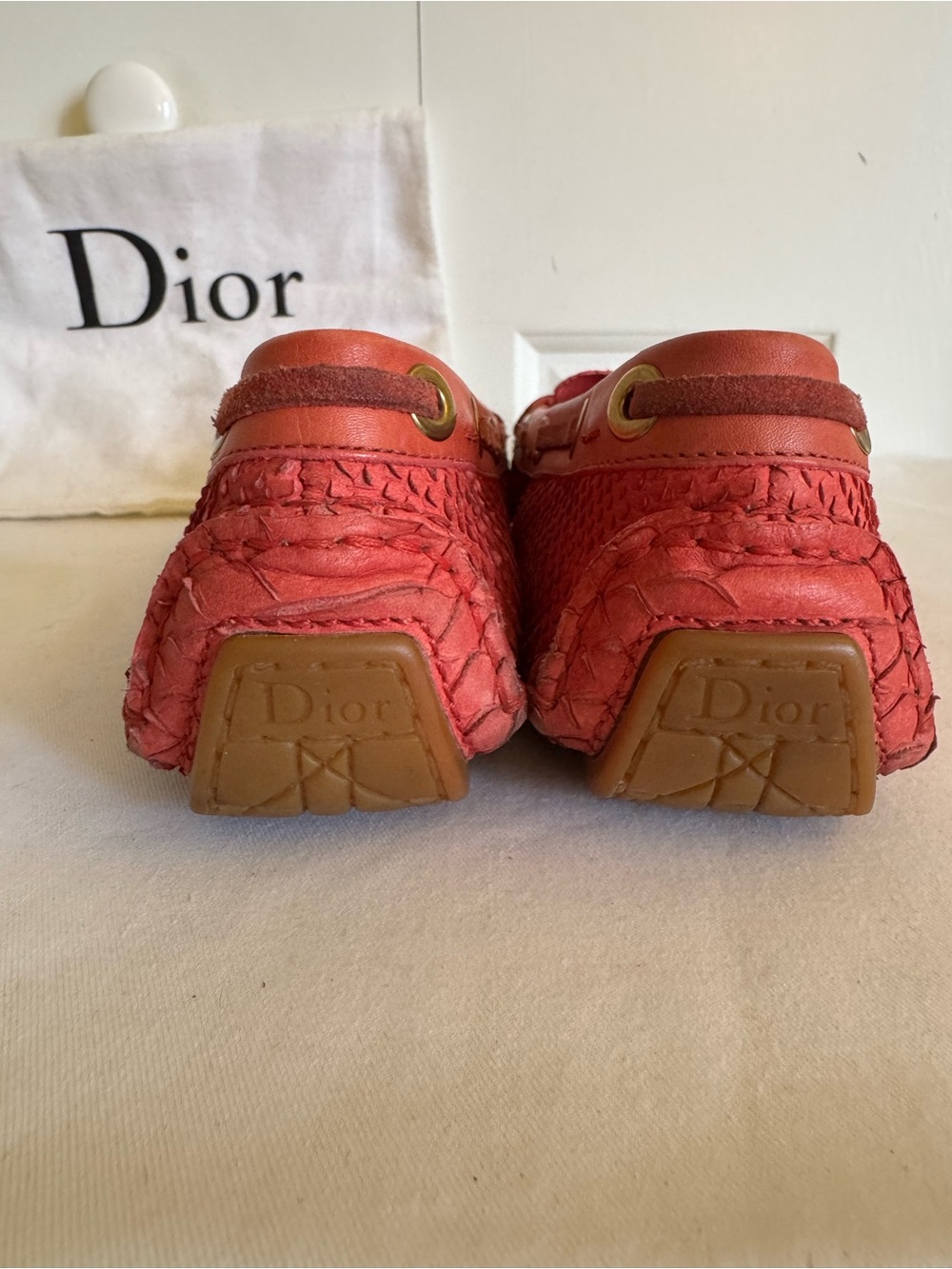 DIOR Coral Snake Skin Leather Moccasins 8-8.5 - Picture 5 of 7